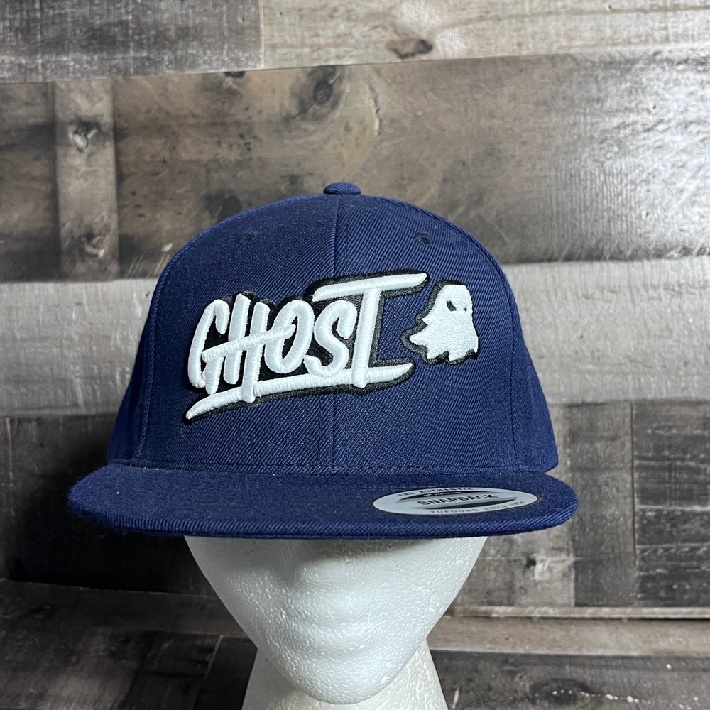 Ghost Lifestyle Snapback Hat Navy Blue Embroidered Logo Yupoong Cap